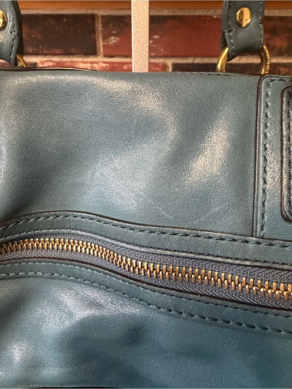 Coach Hamptons Lindsay Satchel 12475 Teal Leather 2008 Rare Y2K